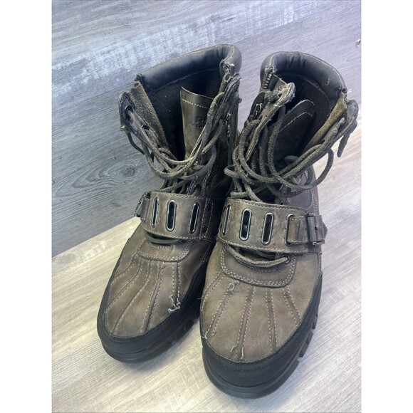 Polo Ralph Lauren Andres Boots Mens 11 D  Lace Up Buckle Zip Leather - Picture 2 of 16